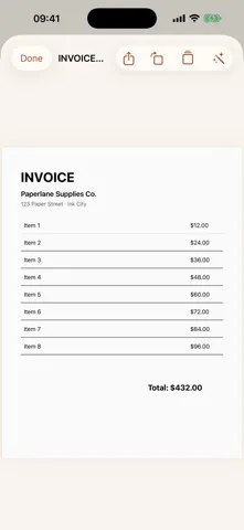 A scanned invoice open in the Paperlane viewer